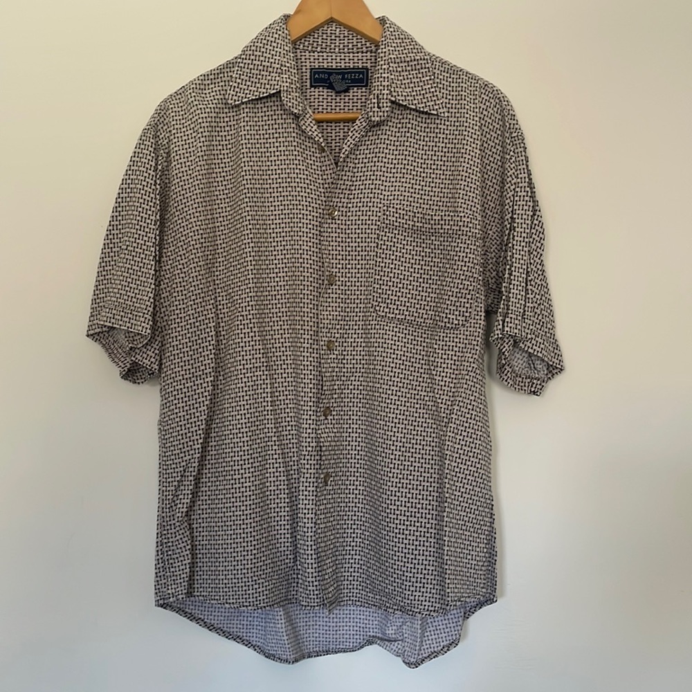 Andrew Fezza New York Rayon Blend Short Sleeve Button Down - M